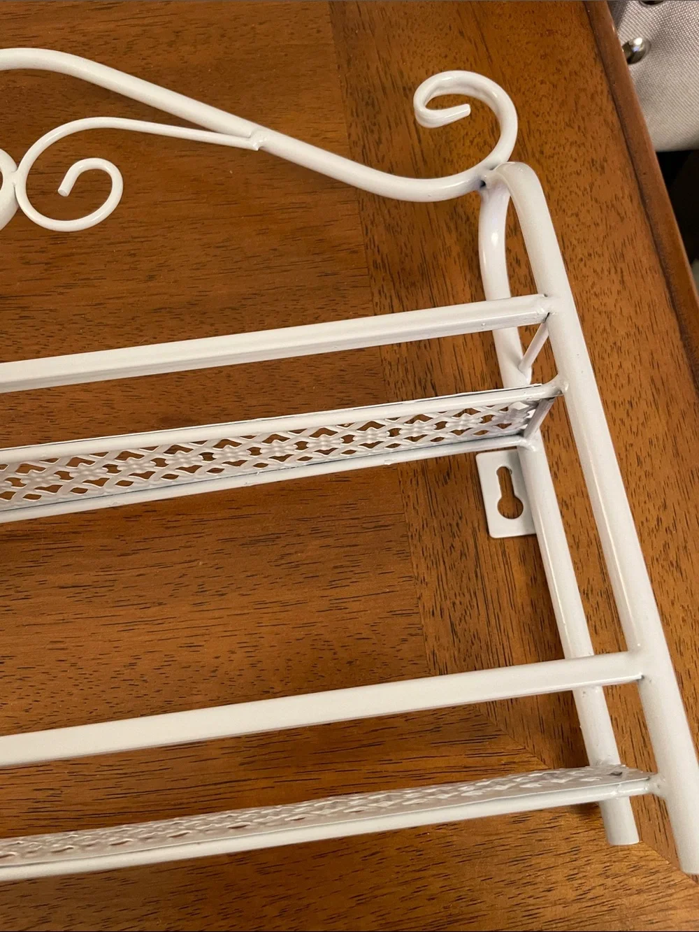 Metal White Wall Shelf for Nail Polish Essential Oils Spools of Thread Organizer